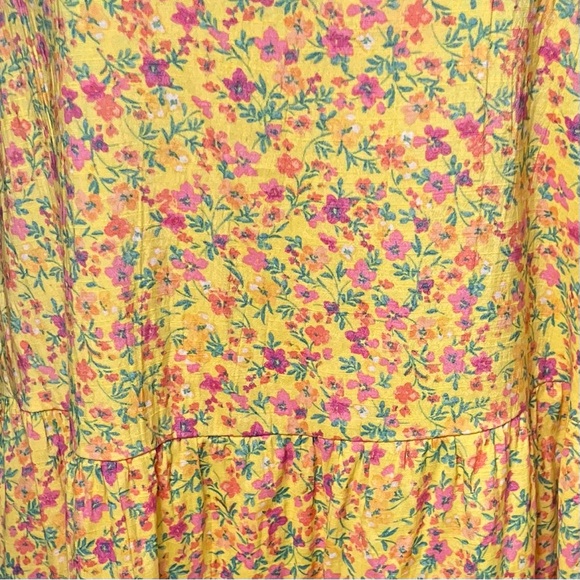 (NWOT) Time and Tru Midi Dress Knee Length Short Sleeve Yellow Cottage Country L - Picture 2 of 3